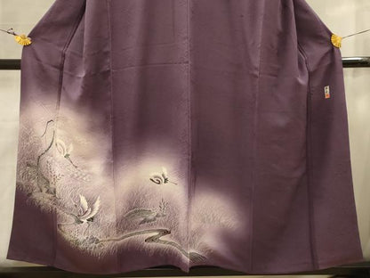 平和屋着物■訪問着　作家物　飛鶴風景文　暈し染め　正絹　逸品　AABJ7845sx
