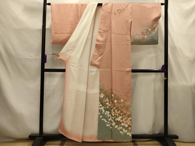 平和屋着物□訪問着 友禅 枝花文 暈し染め 正絹 逸品 AABJ7846sx