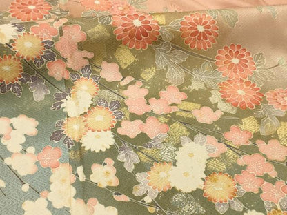 平和屋着物■訪問着　友禅　枝花文　暈し染め　正絹　逸品　AABJ7846sx