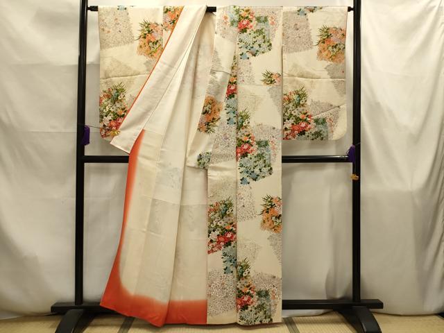 平和屋着物■上質な小紋　色紙重ね花文　金彩　正絹　逸品　AABJ7847sx