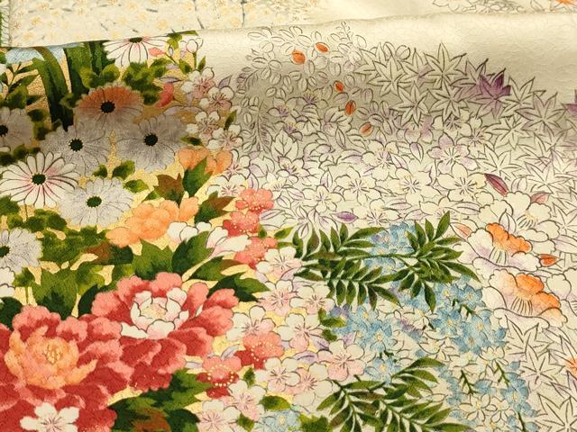 平和屋着物■上質な小紋　色紙重ね花文　金彩　正絹　逸品　AABJ7847sx