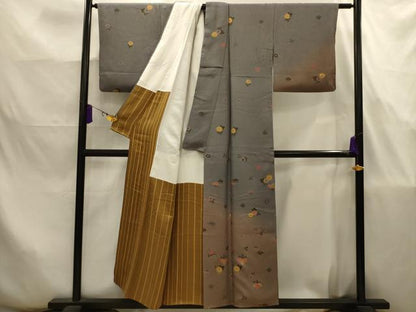 平和屋着物■訪問着　草花文　暈し染め　金彩　正絹　逸品　AABJ7849sx
