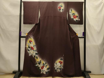 平和屋着物■訪問着　手描き　草花文　暈し染め　正絹　逸品　AABJ7850sx