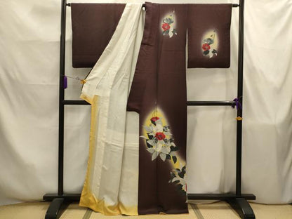 平和屋着物■訪問着　手描き　草花文　暈し染め　正絹　逸品　AABJ7850sx