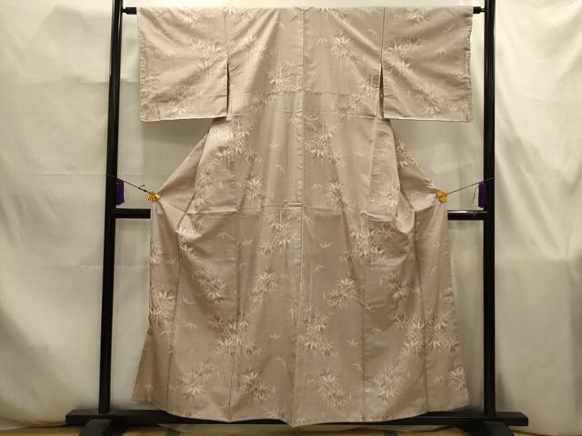 平和屋着物■上質な紬　絞り染　笹竹文　反端付き　正絹　逸品　AABJ7854sx