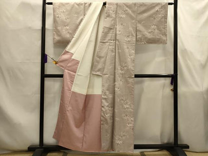 平和屋着物■上質な紬　絞り染　笹竹文　反端付き　正絹　逸品　AABJ7854sx