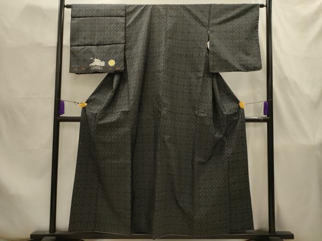 平和屋着物■本場大島紬　花菱文　証紙付き　正絹　逸品　AABJ7856sx