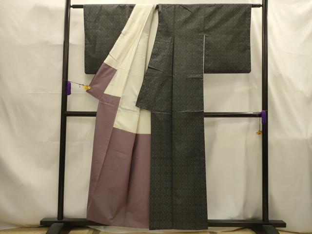平和屋着物■本場大島紬　花菱文　証紙付き　正絹　逸品　AABJ7856sx