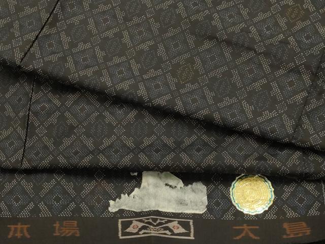 平和屋着物■本場大島紬　花菱文　証紙付き　正絹　逸品　AABJ7856sx