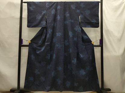 平和屋着物■上質な紬　楓　ちぢみ織　反端付き　正絹　逸品　AABJ7858sx