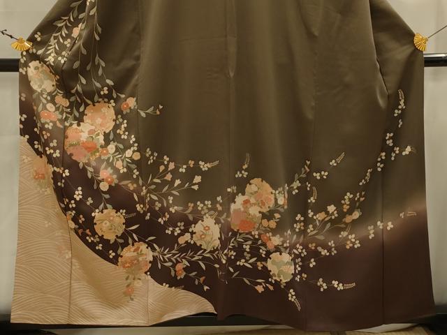 平和屋着物■訪問着　駒刺繍　雪輪花文　暈し染め　金彩　正絹　逸品　AABJ7866sx