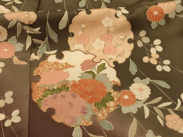 平和屋着物■訪問着　駒刺繍　雪輪花文　暈し染め　金彩　正絹　逸品　AABJ7866sx