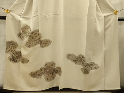 平和屋着物■訪問着　君取花文　竹屋町刺繍　金糸　金彩　正絹　逸品　AABJ7867sx