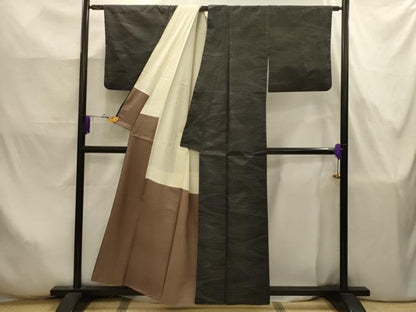 平和屋着物■本場大島紬　流水文　黒地　正絹　逸品　AABJ7873sx