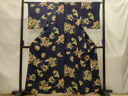 平和屋着物■上質な小紋　草花文　正絹　逸品　AABJ7874sx