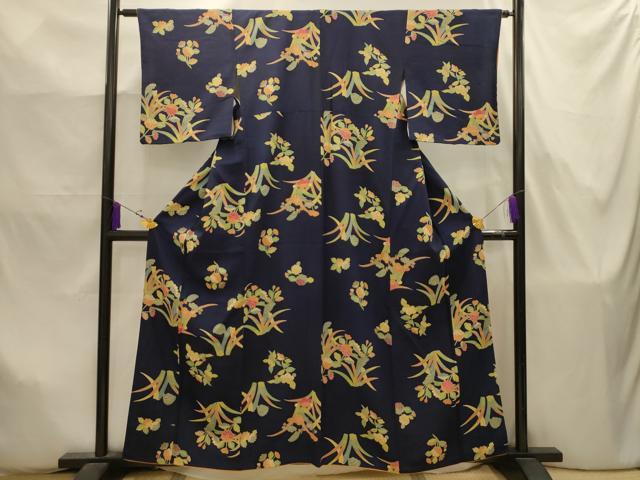 平和屋着物■上質な小紋　草花文　正絹　逸品　AABJ7874sx