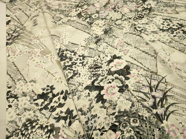 平和屋着物■上質な小紋　花丸文　金彩　正絹　逸品　AABJ7876sx