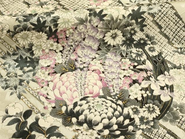 平和屋着物■上質な小紋　花丸文　金彩　正絹　逸品　AABJ7876sx