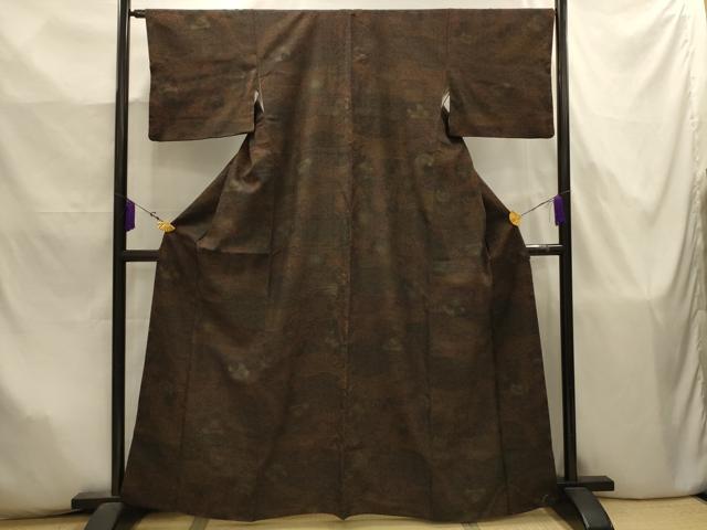 平和屋着物■上質な紬　草花文　正絹　逸品　AABJ7881sx