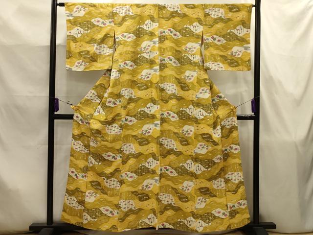 平和屋着物■上質な小紋　松竹梅風景文　正絹　逸品　AABJ7883sx