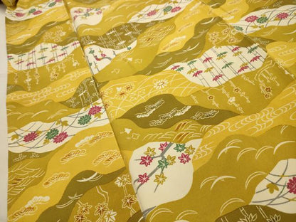 平和屋着物■上質な小紋　松竹梅風景文　正絹　逸品　AABJ7883sx