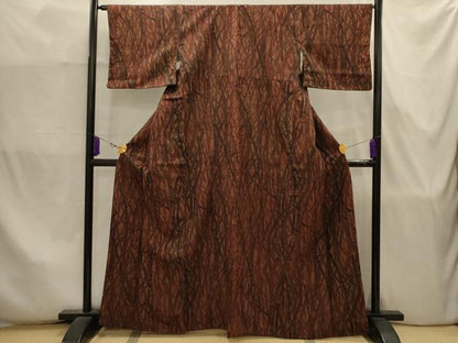 平和屋着物■上質な紬　樹林文　正絹　逸品　AABJ7886sx