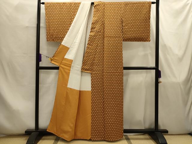 平和屋着物■上質な小紋　総絞り　亀甲文　正絹　逸品　AABJ7888sx