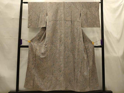 平和屋着物■上質な小紋　古代更紗　鬼しぼ縮緬　反端付き　正絹　逸品　AABJ7893sx