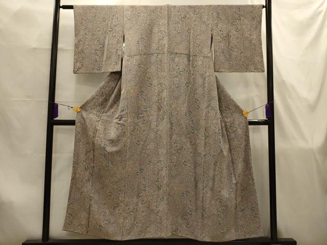 平和屋着物■上質な小紋　古代更紗　鬼しぼ縮緬　反端付き　正絹　逸品　AABJ7893sx