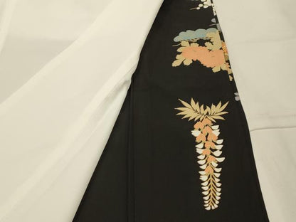 平和屋着物■豪華黒留袖　駒刺繍　花車文　金銀彩　正絹　逸品　AABJ7895sx