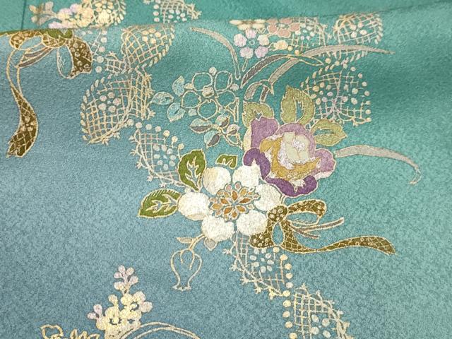 平和屋着物■訪問着　草花文　暈し染め　金銀彩　正絹　逸品　AABJ7898sx