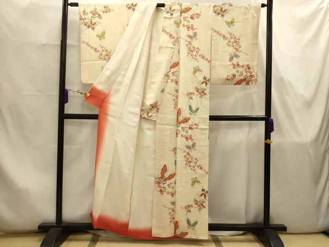 平和屋着物■上質な小紋　花蝶文　金彩　正絹　逸品　AABJ7900sx