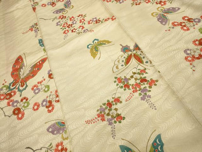 平和屋着物■上質な小紋　花蝶文　金彩　正絹　逸品　AABJ7900sx
