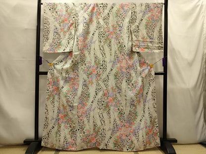 平和屋着物■上質な小紋　草花文　正絹　逸品　AABJ7901sx