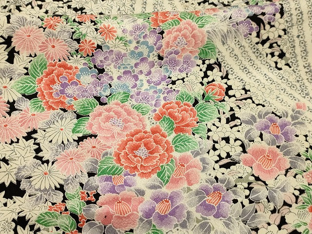平和屋着物■上質な小紋　草花文　正絹　逸品　AABJ7901sx
