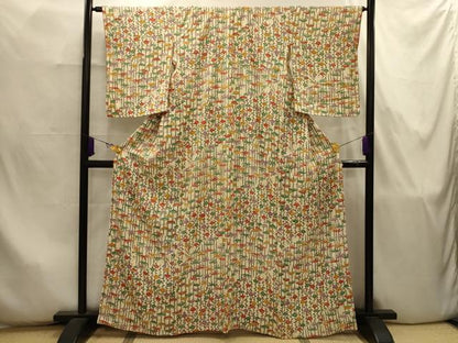 平和屋着物■上質な小紋　松竹梅梅間道　正絹　逸品　AABJ7902sx