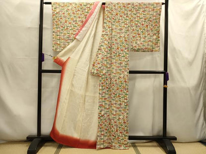 平和屋着物■上質な小紋　松竹梅梅間道　正絹　逸品　AABJ7902sx
