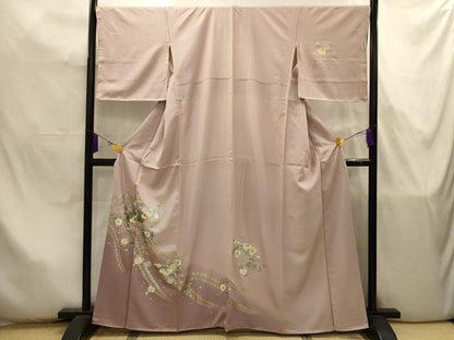 平和屋着物■訪問着　扇面花文　金銀彩　正絹　逸品　AABJ7908sx