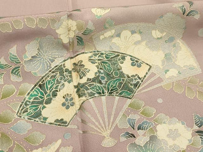 平和屋着物■訪問着　扇面花文　金銀彩　正絹　逸品　AABJ7908sx