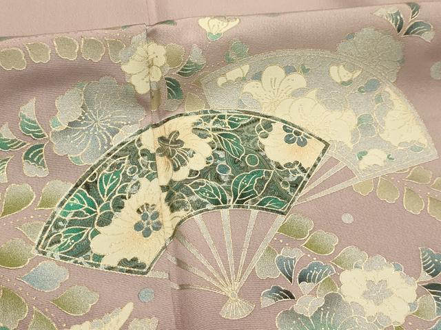 平和屋着物■訪問着　扇面花文　金銀彩　正絹　逸品　AABJ7908sx