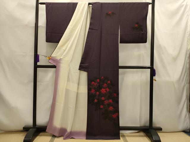 平和屋着物■訪問着　刺繍　草花文　暈し染め　金彩　正絹　逸品　AABJ7913sx