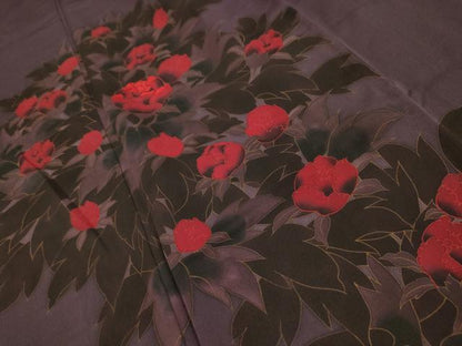 平和屋着物■訪問着　刺繍　草花文　暈し染め　金彩　正絹　逸品　AABJ7913sx