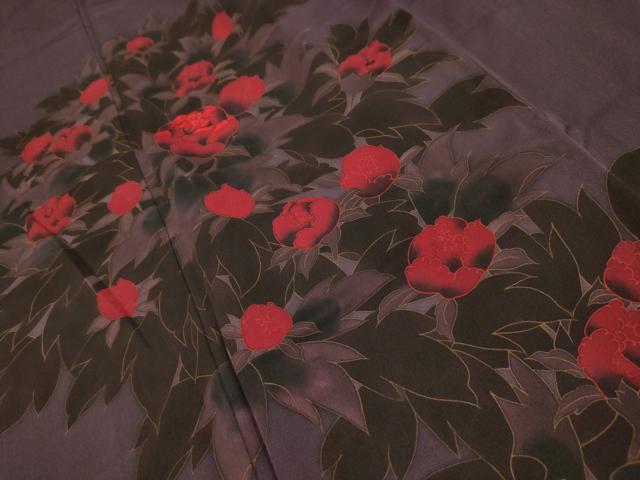 平和屋着物■訪問着　刺繍　草花文　暈し染め　金彩　正絹　逸品　AABJ7913sx