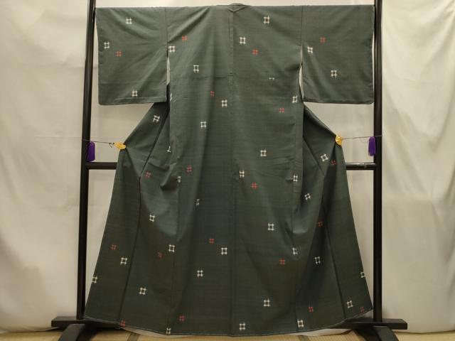 平和屋着物■上質な紬　井桁絣　正絹　逸品　AABJ7914sx