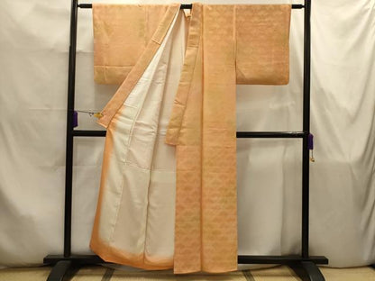 平和屋着物■上質な小紋　檜扇青海波地紋　暈し染め　正絹　逸品　AABJ7916sx