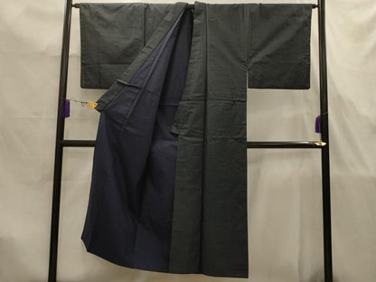 平和屋着物■男性　紬　格子　正絹　逸品　AABJ7917sx