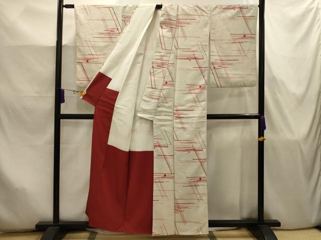 平和屋着物■小紋　幾何学文様　洗える着物　AABJ7919sx
