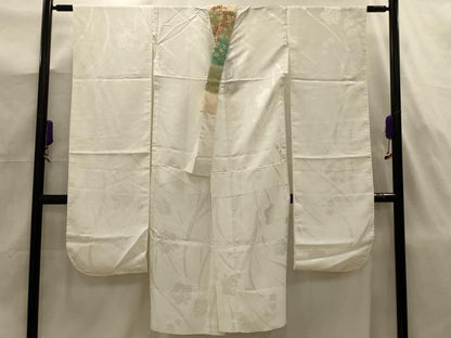 平和屋着物■振袖用長襦袢　無双仕立て　草花文　半衿刺繍　正絹　逸品　AABJ7924sx