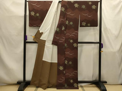 平和屋着物■小紋　雪芝楓文　さんび謹製　洗える着物　AABJ7927sx