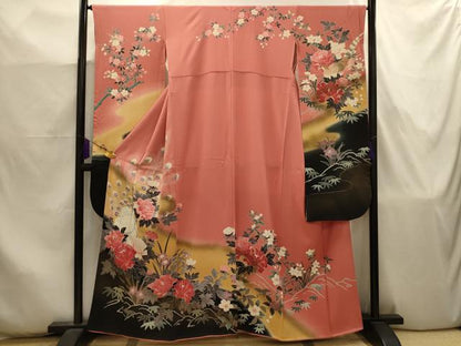 平和屋着物■豪華振袖　刺繍　花鳥文　暈し染め　金彩　正絹　逸品　AABJ7930sx